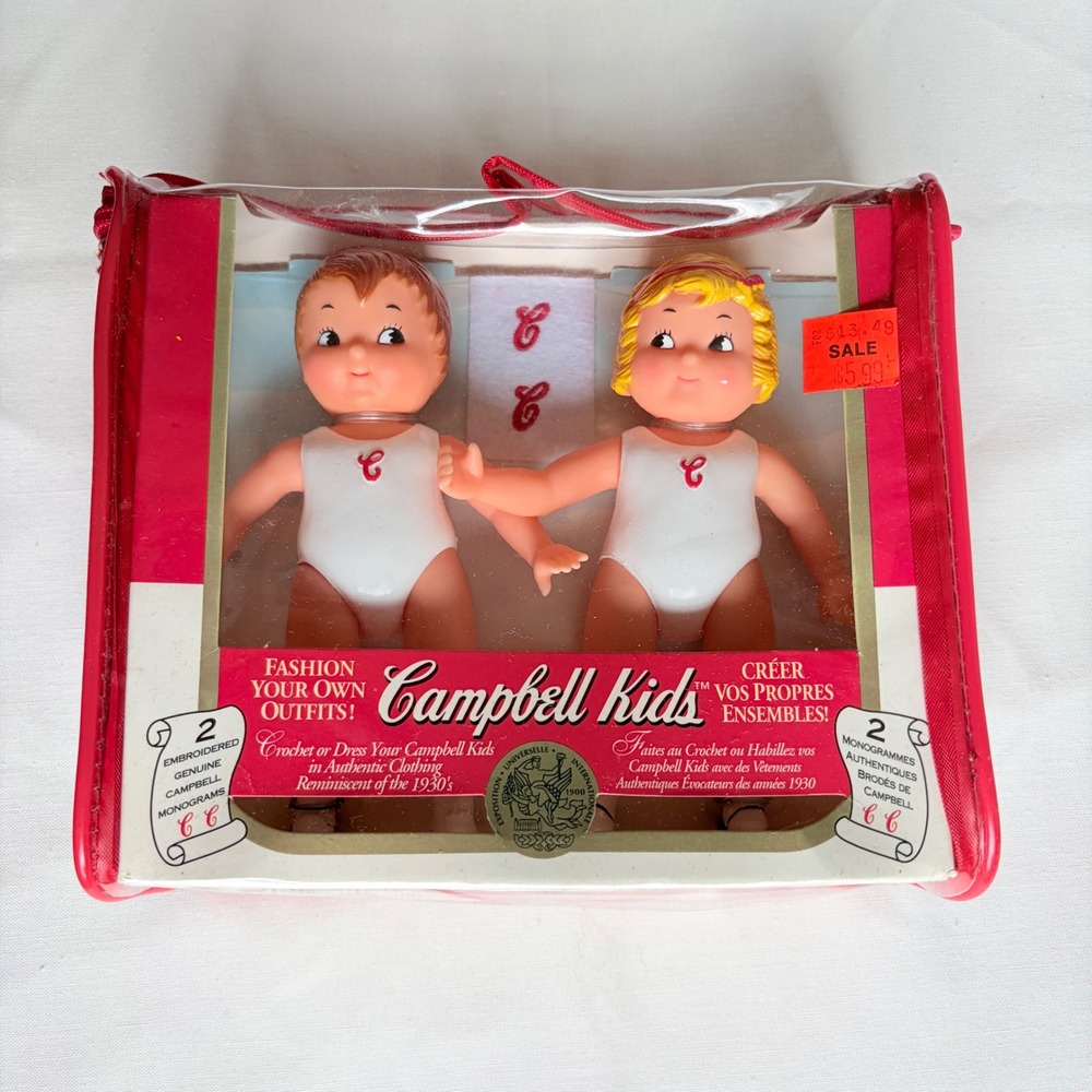 Vintage 1995 Campbell Kids Dolls Set of 2 with Monograms Fibre-Craft 3093